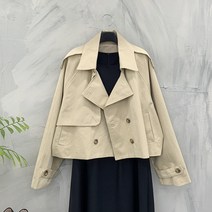 [봄신상무배]캐시 더블 단추 숏 바바리 자켓