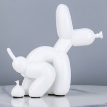 야외 대형 조각상 조형물 곰 용 똥 풍선 개 동상 홈 북유럽 귀여운 동물 수지 예술, 흰색 -22cm