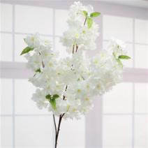 리치 블룸 겹벚꽃 가지 105cm 실크플라워 봄 조화꽃, 크림