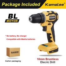Kamolee-20V 5.0Ah 10mm 브러시리스 전기 드릴 무선 스크루 드라이버 1/2 3/8 인치 마키타 배터리와 호환, CHINA, 10mm No Battery, EU, 01 10mm No Battery_01 미국