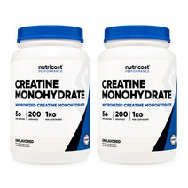 Nutricost 크레아틴 모노하이드레이트 NON GMO Nutricost Creatine 파우더 1KG 2팩