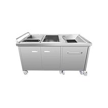 대형 음식물 처리통 수거통 뷔페 업소용 잔반 퇴식대, 1200x600x800(카트가 있는 이중포트)