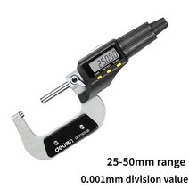 전자 디지털 마이크로미터 내부 외부 다이얼게이지 Deli 마이크로 미터 0.001mm. 25-50mm 스크린 인치/mm 측정 도구 상자 포함, [02] 25-50mm