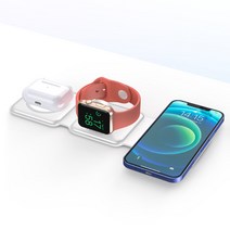 벤딕트 3in1 맥세이프 무선 고속 충전기 15W 접이식 아이폰 에어팟 애플워치 여행용 휴대용, 1개, 화이트