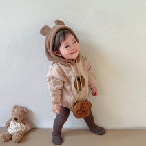 [당일발송] 아기 유아 겨울 옷 바디슈트 베이비 외출복 방한 뽀글이 기모 후드 바디수트