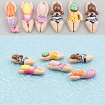 미니어처 인형 수영 자유형 여름 썸머 2.8cm 6종 세트 공예 소재 재료 꾸미기 데코 미니어쳐