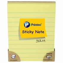 프린텍) 재생지 스티키노트 노트형 점착메모지 라인(L76102Y) / 76*102, 백색