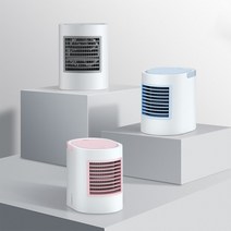 리빙에디션 LED 냉풍기 휴대용 미니 에어 쿨러 무드등 선풍기 에어컨 냉방 얼음, 라운딩 유러피언냉풍기 핑크
