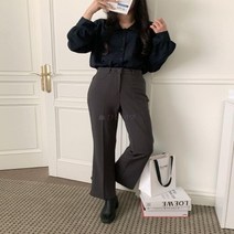 다잇템 [다잇템] 여자 슬림핏 하이웨이스트 백밴딩 알바 나팔 슬랙스