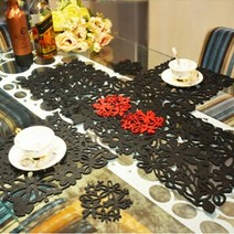 본톤 식탁 새로운 중공 펠트 보 러너 placemats 테이블 매트 가정 장식 데스크탑 도구, 어두운 회색
