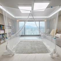 리빙플러스 출입문 야광지퍼 모기장 침대 사각 대형 캠핑용 모기장, 지퍼모기장 투톤 별대 + 멀티끈