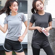 여성 반팔 레깅스 2pcs 슬림핏 운동복 세트 이지웨어