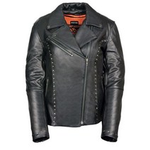 Milwaukee Leather ML1948 여성용 클래식 리벳 블랙 가죽 재킷 총 포켓 포함, X-Small