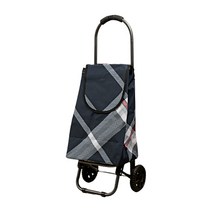미니카트 소형시장캐리어 쇼핑 손수레 핸드 마트 장바구니 바퀴달린 접이식 수레 폴딩 가방, 네이비 체크, 1개