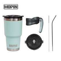 모핀 대용량 진공텀블러 선택04 [텀블러+씰링캡+손잡이+빨대+청소솔], 880ml, 민트
