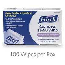 PURELL Hand Sanitizing Wipes Alcohol Formula Fragrance-Free 100 Count Box Individually Wrapped non, 1