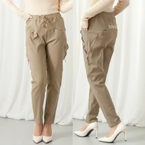 사입자mall F870 롱지퍼 면바지 간절기 봄 가을 여자 허리밴딩 지퍼장식 면 팬츠