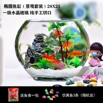 인테리어 어항 원형 금붕어 키우기 해수어 물멍, 28 타원형 평면 실린더 + 가로 세트