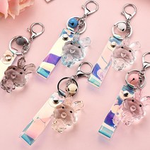 1+1 홀로그램 스트랩 키링 아크릴 토끼 커플 키홀더 에어팟 고리링