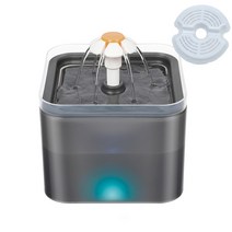 TEELINE 고양이음수대 강아지 급식기 펫 분수 적외선 모션 센서가있는 자동 led 조명 전원 어댑터 애완 동물 피더 그릇 마시는 디스펜서 컨테이너, 센서가 없는 검정색, 영국 플러그 240v AC, 2리터