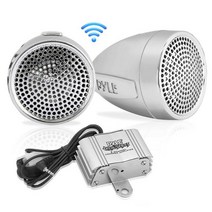 PYLE Pyle 300와트 내후성 바이크 오토바이 스피커 앰프 시스템 2.25인치 방수 2개 AUX IN 핸들바 마운트 ATV 미니 스테레오 오디오 수신기 키트 세트 해양 보트용, Frustration-Free Packaging