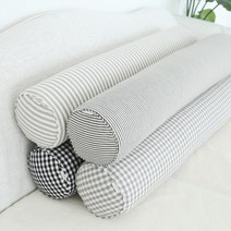 디케이홈 순면 모던 원형 롱쿠션&바디필로우 커버, 체크 블랙(솜포함)