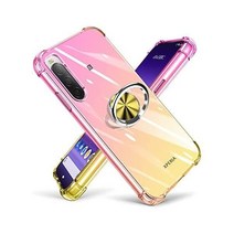 Sony Xperia 10 IV 케이스 링 클리어 TPU 내충격 투명 차재 홀더 스탠드 기능 그라데이션 슬림 소니 익스페리어 커버 전면 보호 360 회전 경량 실리콘 황변 방지 -, 소니 엑스페리아 10 IV, 핑크 + 골드