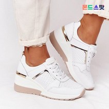 몬드스팟 5.5cm 여성 키높이 통굽 인조가죽 골드실버 스니커즈운동화 화이트 (DM729)
