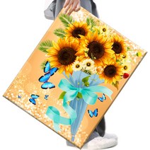 FASEN 액자 캔버스형보석십자수 DIY세트 라운드 비즈 40 X 50cm, FSE73.해바라기 3