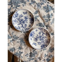네덜란드 북유럽 플라워 블루 화이트 접시 클래식 식기류, 2개12cm, 2개