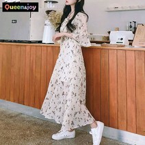 퀸앤조이 쉬폰 플라워 원피스***판매자 퀸앤조이***