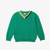 라코스테 니트티 브이넥 키즈(남아) 코튼 스웨터 그린 AJ9727-52N EC1