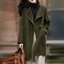 어퓨 라인 배색 버튼 코트