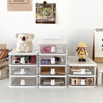 로즈소녀하우스 토끼 데스크테리어 오거나이저 미니서랍, 미니4단 핑크