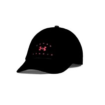 Under Armour 여성용 그래픽 스크립트 로고 캡 조절 가능한 스트랩 블랙/오렌지 글로우 블랙.