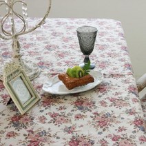 아띠 로즈플라워 면레이스 6인 테이블보 110x210.앤코튼, 베이지(110x210)