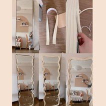 접착식 벽거울 욕실 타일 스티커 거울 diy 장식 재료 테두리 벽 거실 모서리, 베이지 2미터