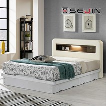 지오 LED 평상형 침대 프레임K+독립쿠션 40T FM볼텍스 매트리스K