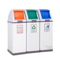 리빙월드 3분류 버드휴지통 100L(3개) /스틸분리수거함 칼라휴지통