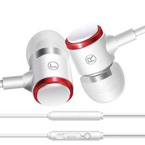 3.5mm 포트 인이어 이어폰 전화선 제어 슈퍼 베이스 헤드폰 마이크 스포츠 유선 헤드셋, 하얀색