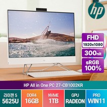 HP 27인치 올인원 27-CB1002KR 라이젠5 윈도우포함 사무용 데스크탑, R5-5625U/16G/SSD1TB/WIN11P