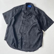 레어코드 페이즐리 반다나 남녀공용 오버핏 오픈카라넥 반팔 하와이안 알로하 셔츠
