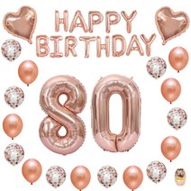 퍼니파티 컨페티 팔순 홈파티 생일 풍선 세트, 로즈골드