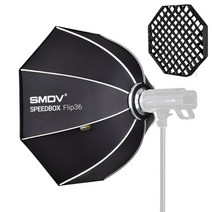 [SMDV]스피드박스 사진 조명 원터치 소프트박스 FLIP36+전용 그리드 직경 90cm, 엘린크롬용