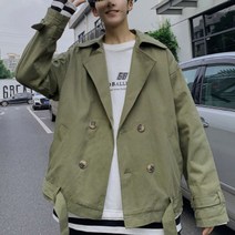남성 트렌치 더블자켓 캐주얼스타일 가을 숏자켓 오버핏 청재킷 데님 청조끼 구제 빈티지