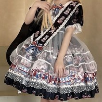 여름 여자친구 선물 롤리타 마린넥 반팔 원피스 롤플레잉 팀 공연복 레드햇 세트
