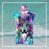 [유이물류][국내배송] 서핑 서프 해변 판초 후드 비치 타월 가운 바람막이, 11.폭스, 1개