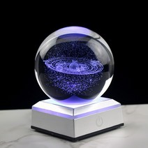 크리스탈 볼 인테리어 감성 소품 3D 지구 레이저 조각 크리스탈 공 태양계 행성 밀키 세이 갤럭시 글로브, 14 Styles 5 sliverLED_01 60MM
