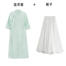 철릭 원피스 랩스커트 쉬폰 레이스 배색 여름 봄 패턴 A라인 생활한복 개량한복