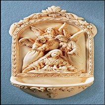 Catholic Holy Water Font with St. Mary Surrounded by Angels- . Great for Entrance of Home or Wedding, 1
